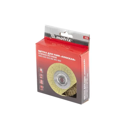 Щетка для УШМ 100 мм М14 плоская латунированная витая проволока MATRIX 74650 купить в Урае