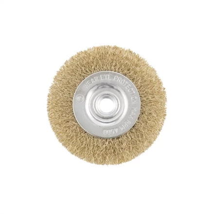 Щетка для УШМ 100 мм М14 плоская латунированная витая проволока MATRIX 74650 купить в Урае