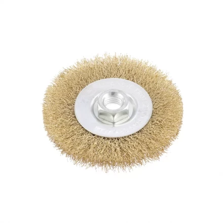 Щетка для УШМ 100 мм М14 плоская латунированная витая проволока MATRIX 74650 купить в Урае