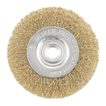 Щетка для УШМ 100 мм М14 плоская латунированная витая проволока MATRIX 74650 купить в Урае