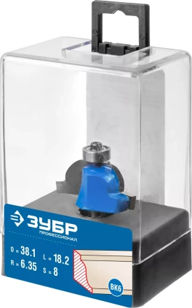 ЗУБР 38.1 x 18 мм, радиус 6.3 мм, фреза кромочная калевочная №6, Профессионал (28707-38.1) купить в Урае