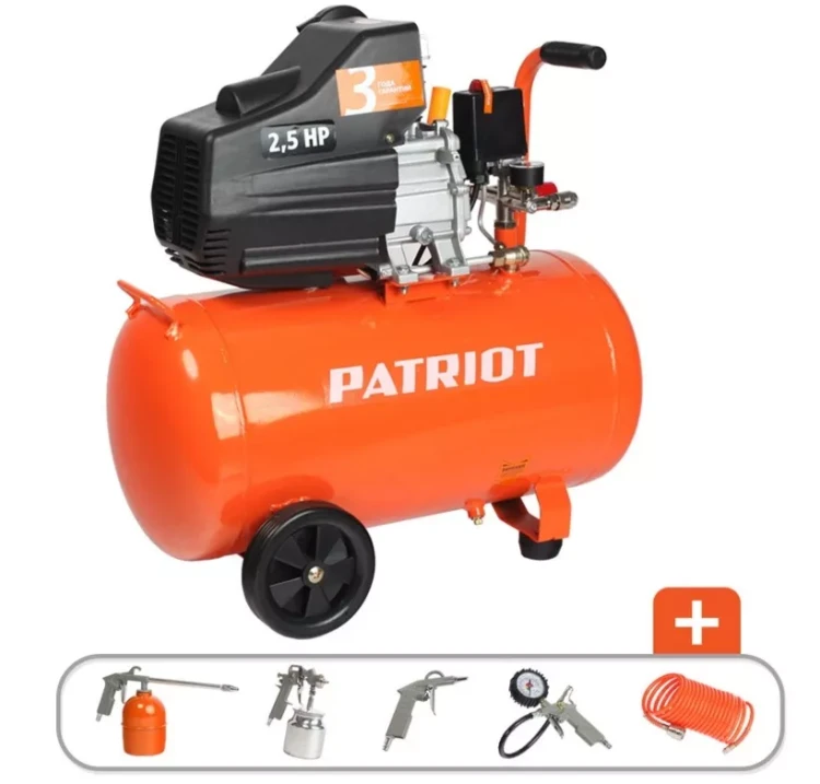 Компрессор масляный поршневой прямой привод PATRIOT EURO 50-260K набор KIT 5B купить в Урае