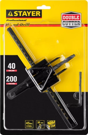 Сверло регулируемое, STAYER Profi 2944-200, двухрезцовое, по дереву, &quot;Балеринка&quot;, d=40-200мм 2944-200 купить в Урае