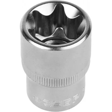 Головка торцовая ЗУБР &quot;МАСТЕР&quot; (1/2&quot;), Cr-V, E-TORX, хроматированное покрытие, E22 27719-22 купить в Урае