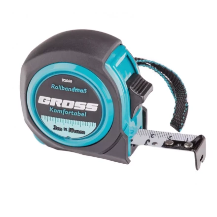Рулетка Komfortabel 3 м х 19 мм обрезиненный корпус Gross 32560 купить в Урае