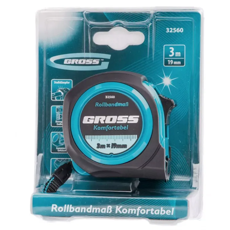 Рулетка Komfortabel 3 м х 19 мм обрезиненный корпус Gross 32560 купить в Урае