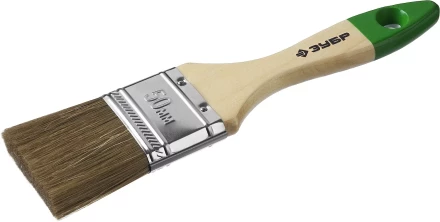 Кисть плоская  ЗУБР &quot;ЛАЗУРЬ-МАСТЕР&quot;, смешанная щетина, деревянная ручка, 50мм 4-01009-050 купить в Урае