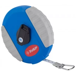 Мерная лента ЗУБР "ЭКСПЕРТ", стальное полотно с нейлоновым покрытием, двухкомпонентный ударопрочный корпус, 50м 34165-50_z01