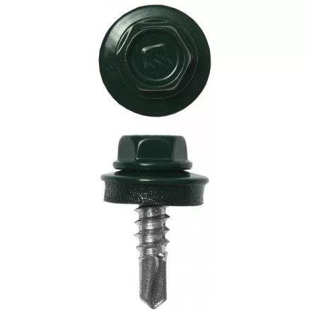 Саморезы ЗУБР &quot;ПРОФЕССИОНАЛ&quot; окраш., RAL 6005 зелен. насыщен., для крепл. кров. матер. к металл. констр., 5.5x25мм, 1800шт 4-300310-55-025-6005 купить в Урае