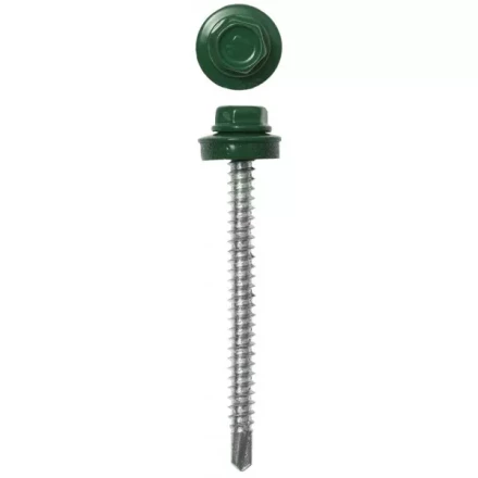 Саморезы ЗУБР &quot;ПРОФЕССИОНАЛ&quot; окраш., RAL 6002 зелен. лист, для крепл. кров. матер. к дерев. обреш., 4.8х50мм, 1200шт 4-300310-48-050-6002 купить в Урае