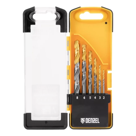 Набор сверл по металлу Denzel, 2-8мм, Р6М5К8-TiN, Golden Tip, 6 шт 723004 купить в Урае