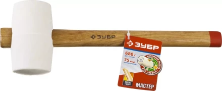Киянка ЗУБР &quot;МАСТЕР&quot; резиновая белая, с деревянной рукояткой, 0,68кг 20511-680_z01 купить в Урае