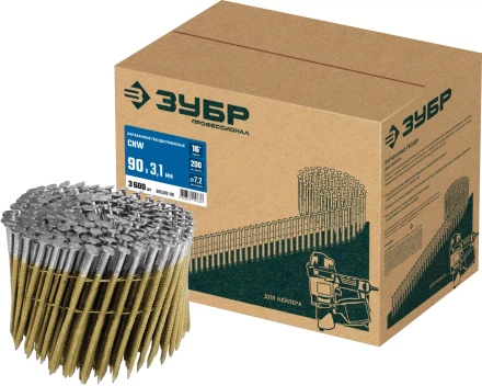 ЗУБР CNW 90 х 3.1 мм, барабанные гвозди рифленые, 3600 шт (305382-90) купить в Урае