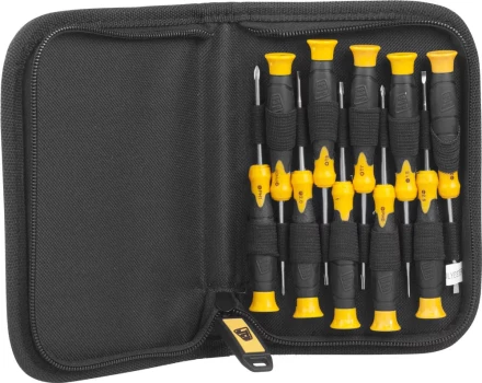 Набор JCB: Отвертки для точных работ, двухкомпонентные рукоятки, CrV cталь, 11 предм, чехол JSD026 купить в Урае