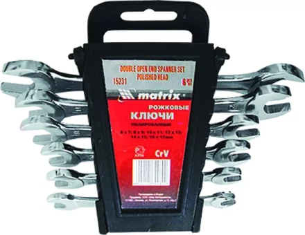 Набор ключей рожковых  6 х 17 мм 6 шт. CrV хромированные MATRIX 15231 купить в Урае