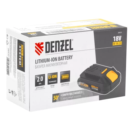 Батарея аккумуляторная Denzel IB-18-2.0, Li-Ion, 18 В, 2.0 А/ч 28433 купить в Урае