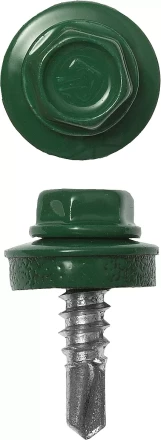 Саморезы ЗУБР &quot;ПРОФЕССИОНАЛ&quot; окраш., RAL 6002 зелен. лист, для крепл. кров. матер. к металл. констр., 5.5x25мм, 1800шт 4-300310-55-025-6002 купить в Урае