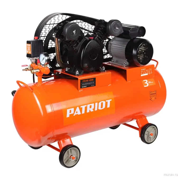 Компрессор масляный поршневой ременной PATRIOT PTR 80/450A купить в Урае