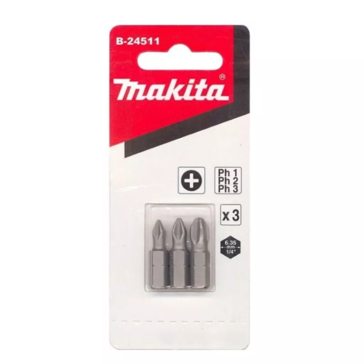 Биты Makita PH1,2,3 25мм 3шт (B-24511) купить в Урае