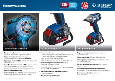 Ударный гайковерт аккумуляторный BL-motor 2 АКБ GB-250 A5 серия ПРОФЕССИОНАЛ купить в Урае