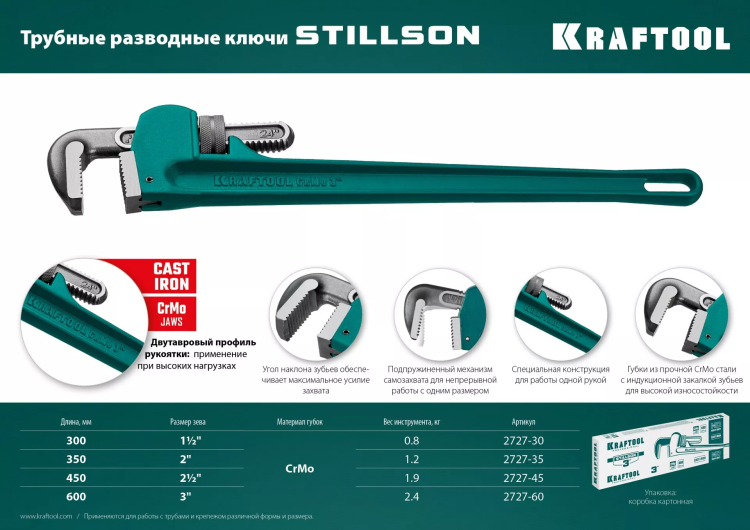 Ключ трубный KRAFTOOL STILLSON 2727-60 купить в Урае