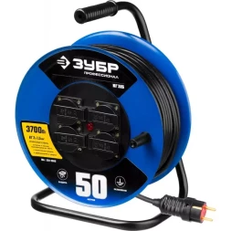 Удлинитель на катушке "КГ 315", 50 м, 3700 Вт, 4 гнезда, IP44, КГ 3х1,5 кв мм, ЗУБР 55080-50