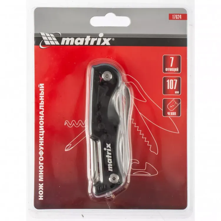 Нож многофункциональный 7 функций в чехле 107 мм Matrix 17624 купить в Урае