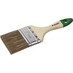 Кисть плоская  ЗУБР "ЛАЗУРЬ-МАСТЕР", смешанная щетина, деревянная ручка, 75мм 4-01009-075