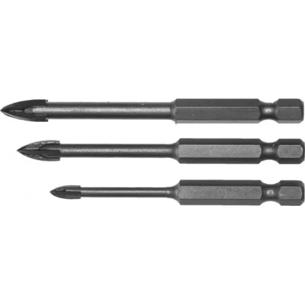 Набор ЗУБР &quot;ПРОФЕССИОНАЛ&quot;: Сверла по кафелю, керамике, с четырьмя режущими лезвиями 4, 6, 8 мм, 3 шт 29845-H3_z01 купить в Урае