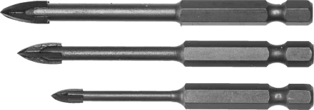 Набор ЗУБР &quot;ПРОФЕССИОНАЛ&quot;: Сверла по кафелю, керамике, с четырьмя режущими лезвиями 4, 6, 8 мм, 3 шт 29845-H3_z01 купить в Урае