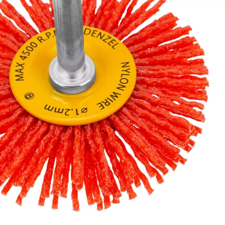 Щетка для дрели Denzel, 65 мм, Плоская, со шпилькой, нейлоновая щетина, 74433 купить в Урае