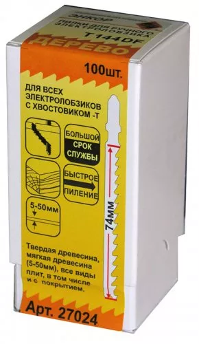 Пилка для электролобзика T144 DF BiM 1шт/100 Энкор 27024 купить в Урае