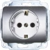 Розетка СВЕТОЗАР &quot;ГАММА&quot; с заземлением, одинарная, без вставки и рамки, цвет светло-серый металлик,16А/~250В SV-54105-SM купить в Урае