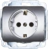 Розетка СВЕТОЗАР &quot;ГАММА&quot; с заземлением, одинарная, без вставки и рамки, цвет светло-серый металлик,16А/~250В SV-54105-SM купить в Урае