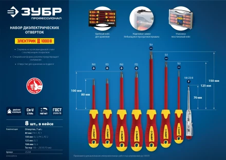 Наборы отверток диэлектрических ПРОФИ ЭЛЕКТРИК серия ПРОФЕССИОНАЛ купить в Урае