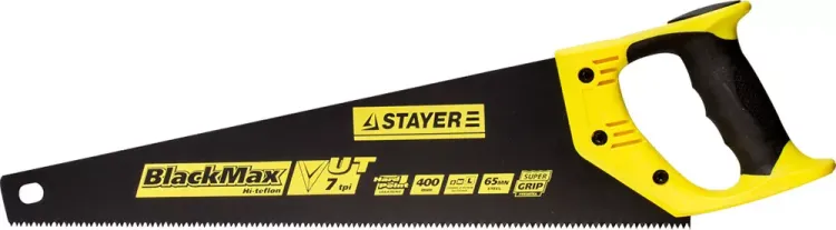 Ножовка универсальная (пила) STAYER BlackMAX 400 мм, 7TPI, тефлон покрытие, рез вдоль и поперек волокон, для средних заготовок, фанеры, ДСП, МДФ 2-15081-40 купить в Урае
