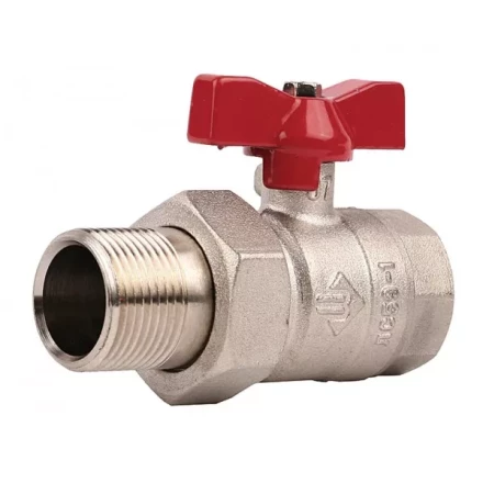 Кран ЗУБР шаровой 3/4&quot; полнопроходной с накидной гайкой &quot;мама-папа&quot;, бабочка, никелированная латунь 51357-N-3/4 купить в Урае