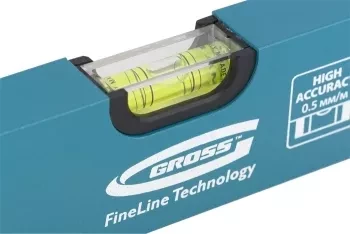 Уровень алюминиевый усиленный 800 мм толщина профессиональный 2 мм 3 глазка  GROSS 33628 купить в Урае