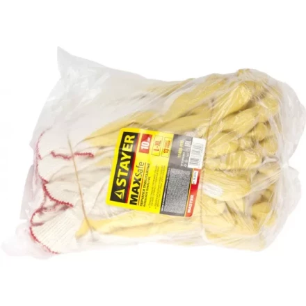 Перчатки STAYER &quot;МASTER&quot; MaxSafe трикотажные, обливная ладонь из латекса, х/б, 13 класс, L-XL, 10 пар 11408-H10 купить в Урае