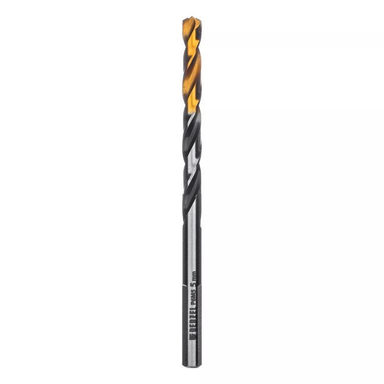 Сверло спиральное по металлу Denzel 5 x 86мм, Р6М5, Golden Tip, многогранная заточка, 718276 купить в Урае