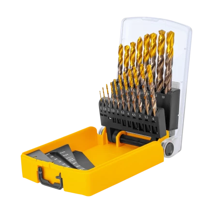 Набор сверл по металлу Denzel 723008, 1-10 мм, Р6М5К8-TiN, Golden Tip, 19 шт купить в Урае