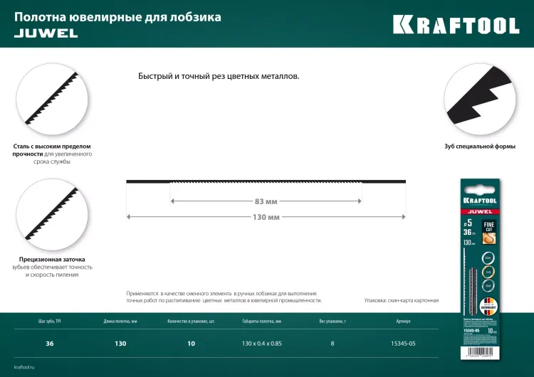 Полотна для лобзика 15345-05 купить в Урае