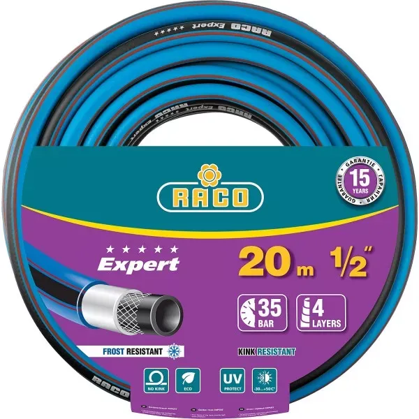 Шланг RACO "EXPERT" поливочный, 30атм., армированный, 3-х слойный, 1/2"x20м 40302-1/2-20 купить в Урае