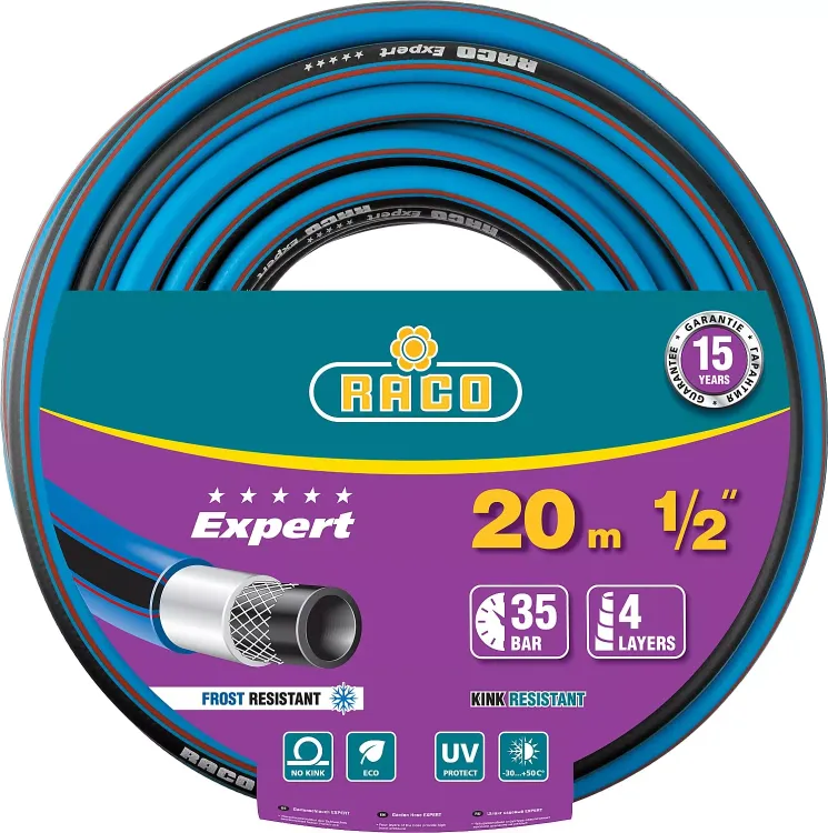 Шланг RACO "EXPERT" поливочный, 30атм., армированный, 3-х слойный, 1/2"x20м 40302-1/2-20 купить в Урае
