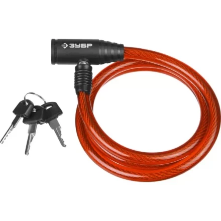 Замок ЗУБР &quot;МАСТЕР&quot;, тросовый, 3 ключа в комплекте, длина троса 1200мм, d 10мм 37263-120 купить в Урае