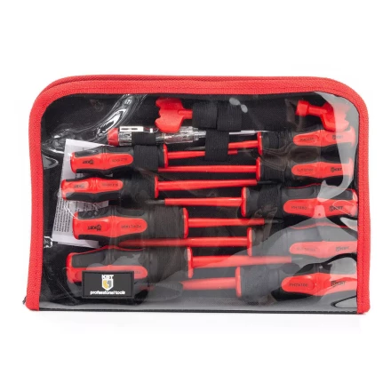 Набор диэлектрических отверток КВТ VDE НИО-12, профиль SL, PH, PZ/FL и ключи для электрошкафов, 12 предметов (103016) купить в Урае