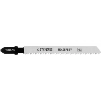 Полотна STAYER "PROFI", T101B, для эл/лобзика, HCS, по дереву, ДСП, ДВП, EU-хвост., шаг 2,5мм, 75мм, 2шт 15990-2.5_z01