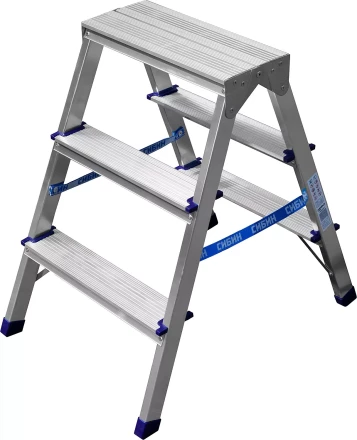 Лестница-стремянка двухсторонняя алюминиевая, СИБИН 38825-03, 3 ступени 38825-03 купить в Урае