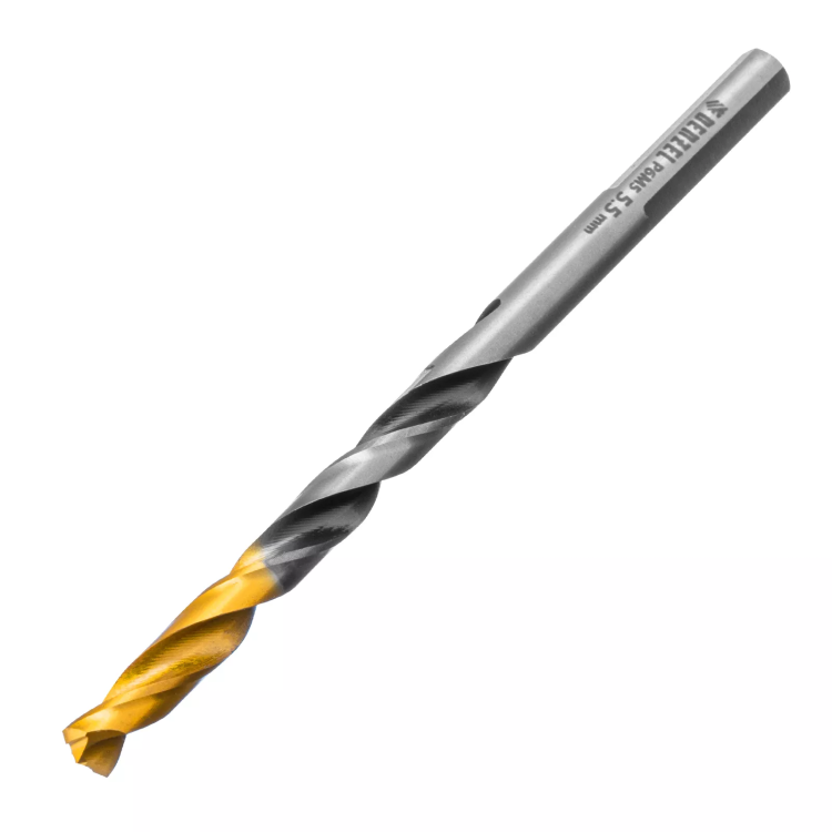 Сверло спиральное по металлу Denzel 5,5 x 93мм, Р6М5, Golden Tip, многогранная заточка, 718277 купить в Урае