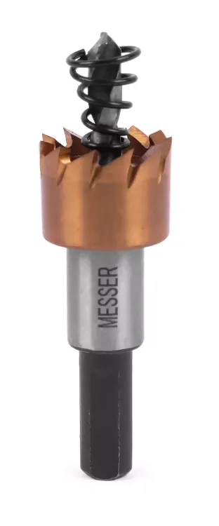 HSS-TiN коронка MESSER  18мм с центр. сверлом и толкающей пружиной для  лист. материала  до 2 мм ц/х купить в Урае
